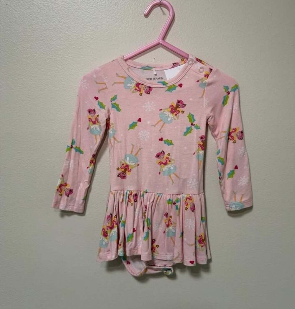 Posh Peanut x Glitterville Sugarplum Pixie Long Sleeve Twirl Bodysuit Dress